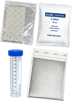 Non-Targeted Analysis (NTA) Test Kit containing a liquid sample tube, cold pack, resealable bag, absorbent material, and insulated mailer