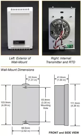 Wall-mount low-profile data center air temperature monitor