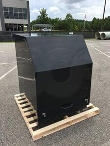 A black fiberglass enclosure