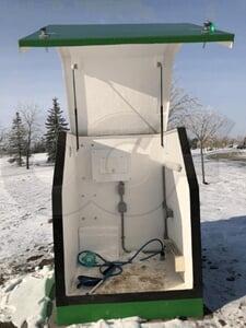 An outdoor refrigerated water sampler enclosure