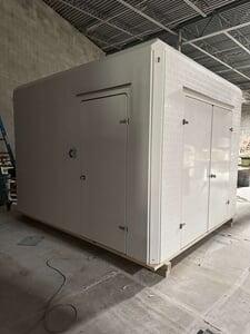 8x12 shelter with double doors and a single side door access