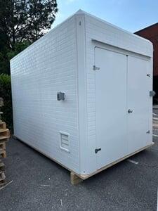 A shelter with double doors
