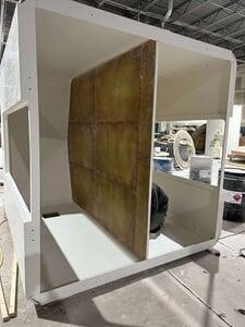 A shelter with a wall partition