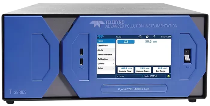 Teledyne API T400 UV absorption ozone analyzer (T-Series) with touchscreen front panel.