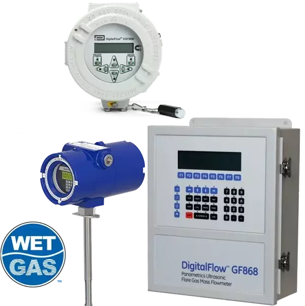 Flare stack burning gas against a blue sky