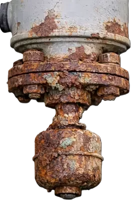 Corroded metal level switch removed from a chemical tank after aggressive service
