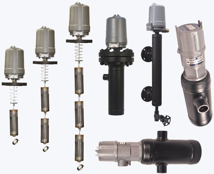 A variety of mechanical displacer level meters