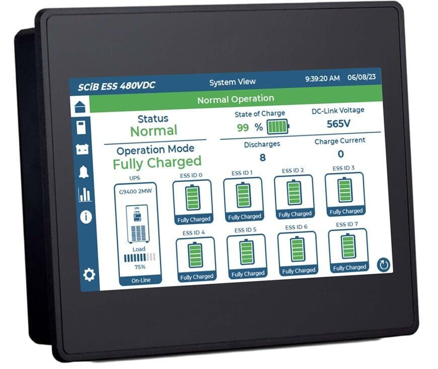 Toshiba panel mount HMI screen with touchscreen interface for local system monitoring