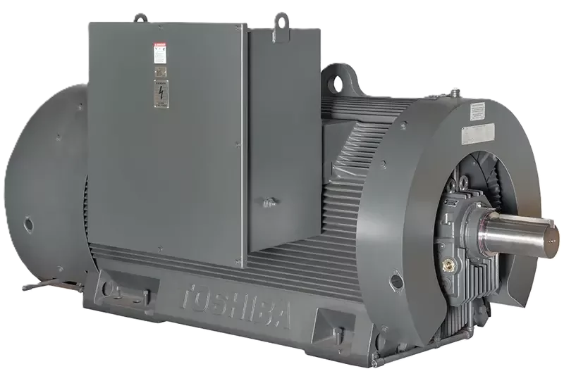 Large Toshiba Dura-Bull TEFC severe duty motor with rugged industrial enclosure