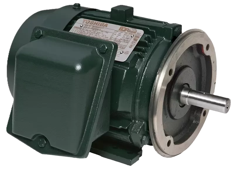 Toshiba EQP TEFC motor with enclosed housing and output shaft