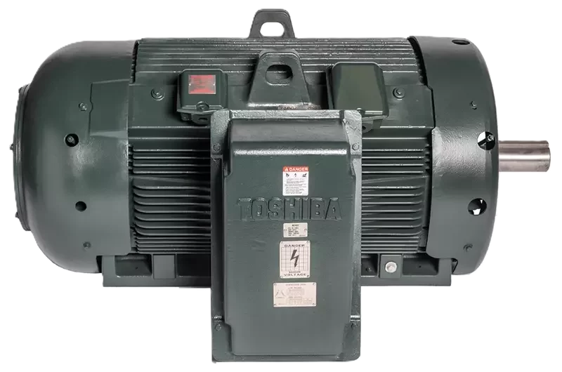 Toshiba severe duty TEFC motor with cast iron frame and external fan housing