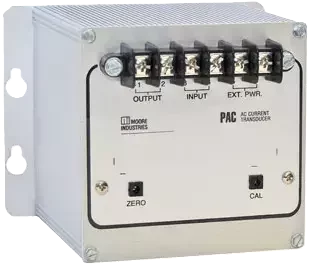 Moore Industries PAC AC current transducer with surface-mount housing and 4–20 mA output