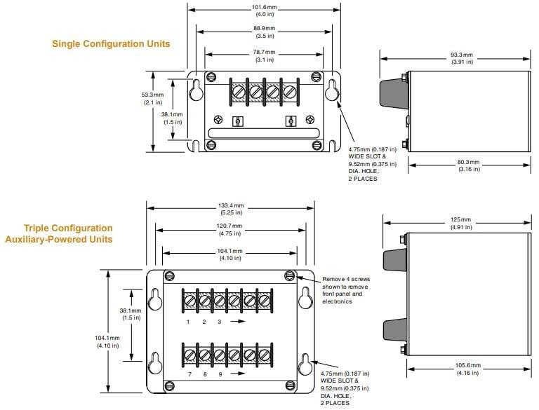 Block diagram showing a Moore Industries PAC AC current transducer between current transformers and a DCS