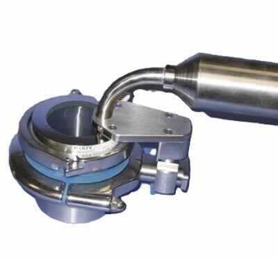 Stainless steel sanitary TriPort closure assembly featuring a fused-glass sight window and port connection for process lighting or instrumentation.